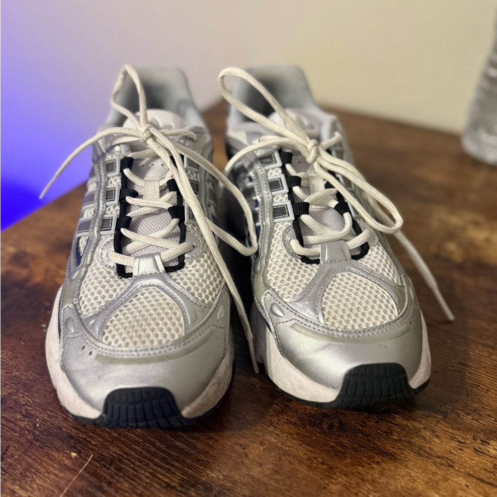 Silver and White Athletic Sneakers